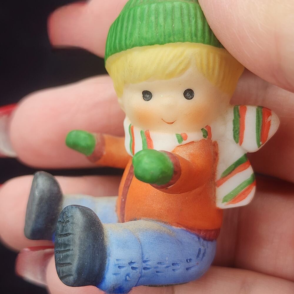 Vintage 1985 Country Cousins Ornament Little Boy Sitting  Holiday Christmas